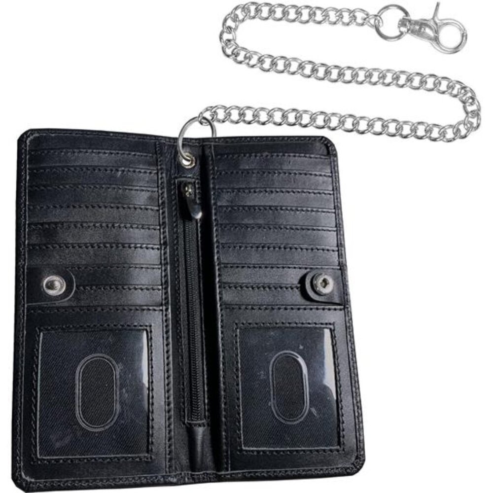 Bifold RFID Blocking Motorcycle Chain Wallet for Men
